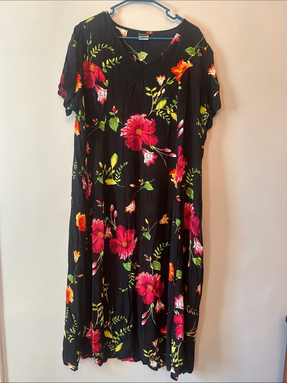 Salon Studio Black Tropical Floral Dress, Size XL